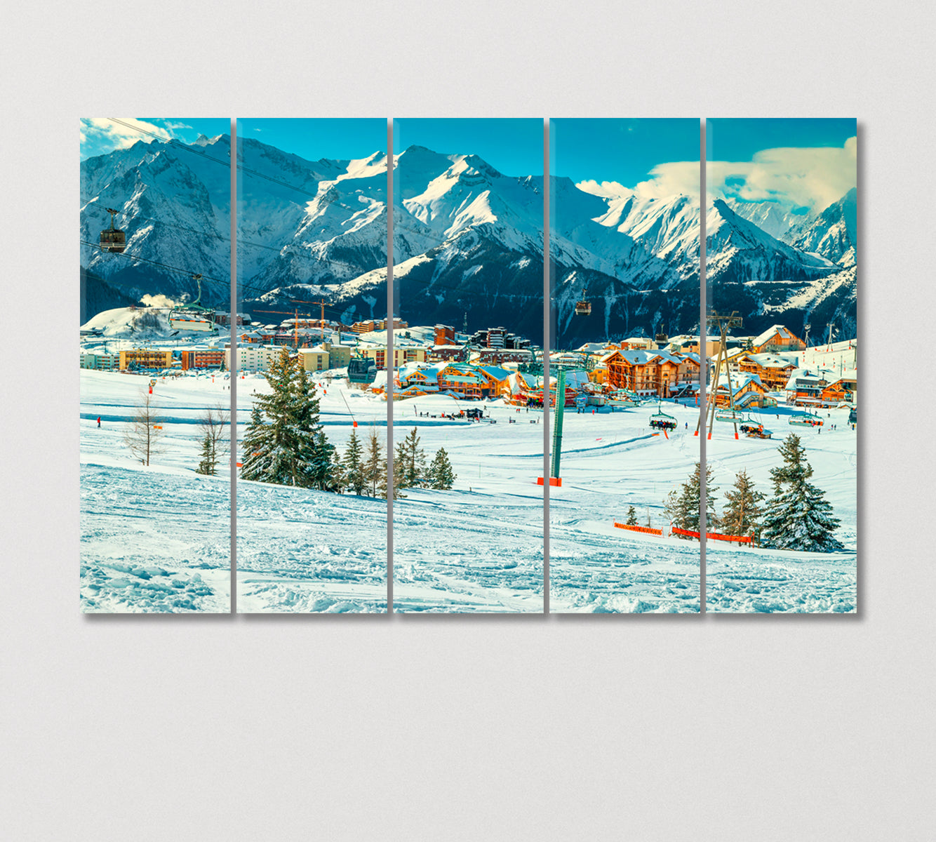 Ski Resort in French Alps Canvas Print-Canvas Print-CetArt-5 Panels-36x24 inches-CetArt