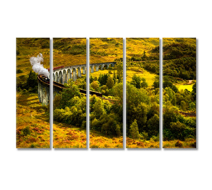 Jacobite Steam Train on Old Viaduct at Glenfinnan Scotland Canvas Print-Canvas Print-CetArt-5 Panels-36x24 inches-CetArt