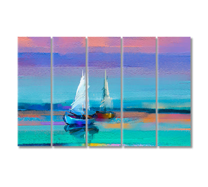 Colorful Sailboats Canvas Print-Canvas Print-CetArt-5 Panels-36x24 inches-CetArt