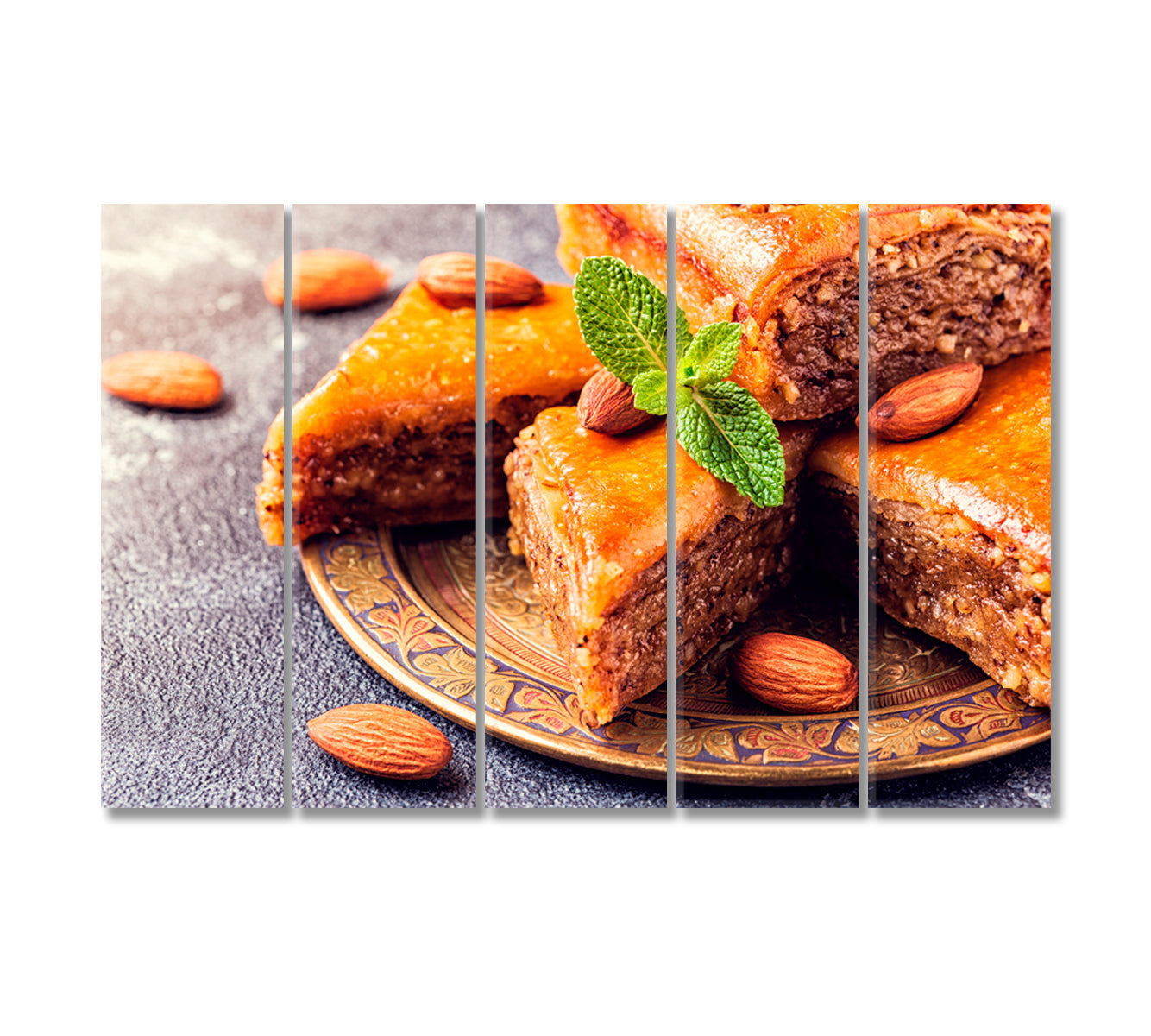 Baklava with Nuts and Honey Canvas Print-Canvas Print-CetArt-5 Panels-36x24 inches-CetArt