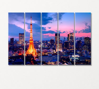 Tokyo Tower Japan Canvas Print-Canvas Print-CetArt-5 Panels-36x24 inches-CetArt