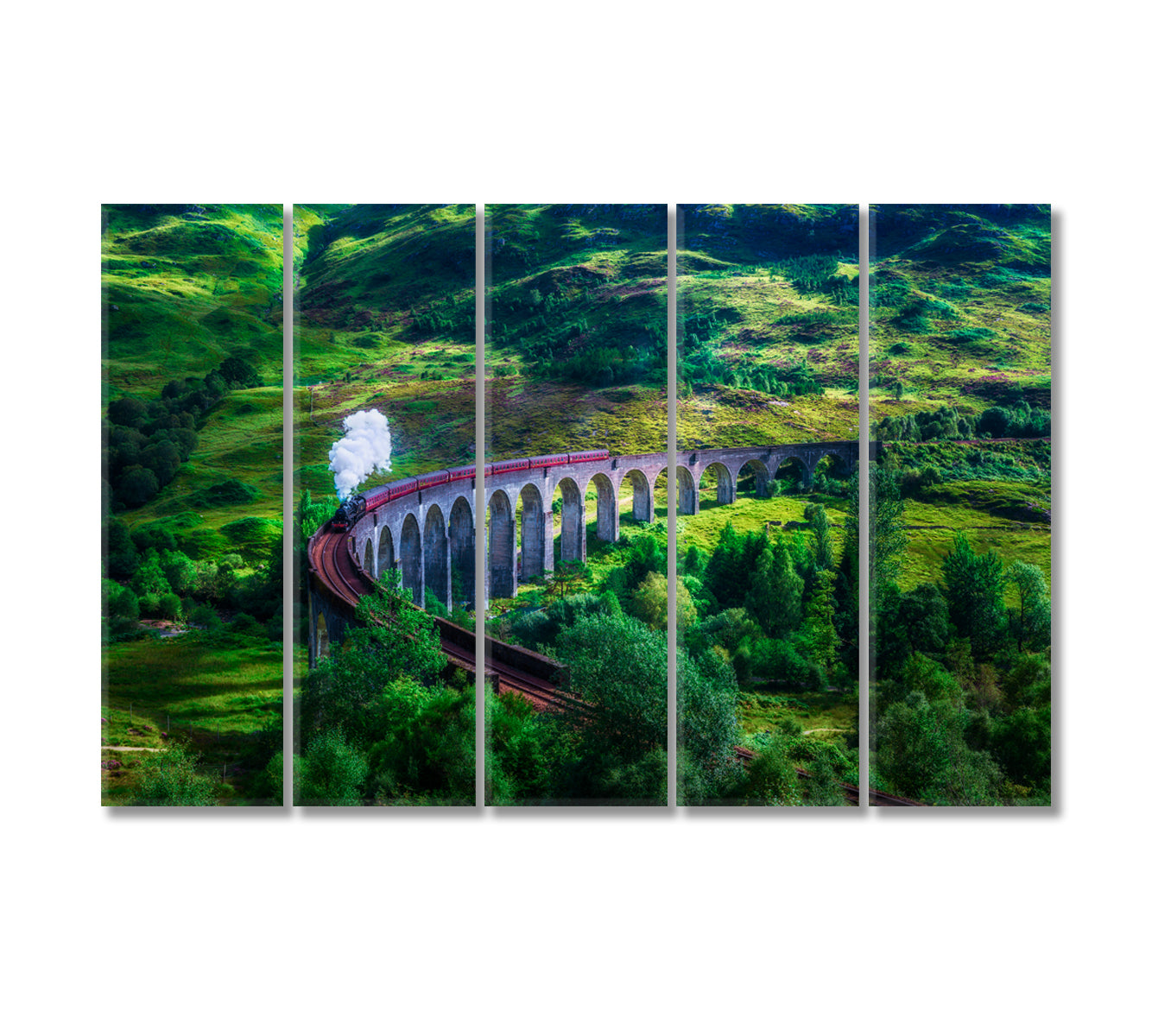 Jacobite Steam Train on Glenfinnan Railway Viaduct Scotland Canvas Print-Canvas Print-CetArt-5 Panels-36x24 inches-CetArt