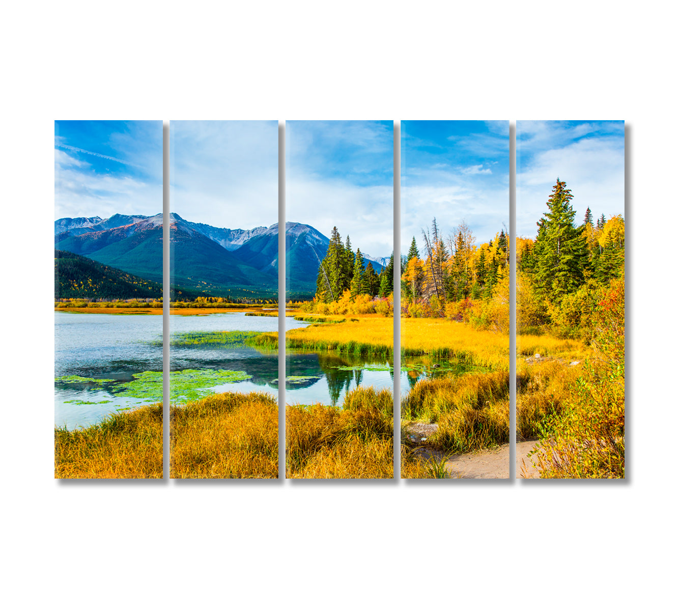 Rocky Mountains of Canada with Lake Vermilion Canvas Print-Canvas Print-CetArt-5 Panels-36x24 inches-CetArt