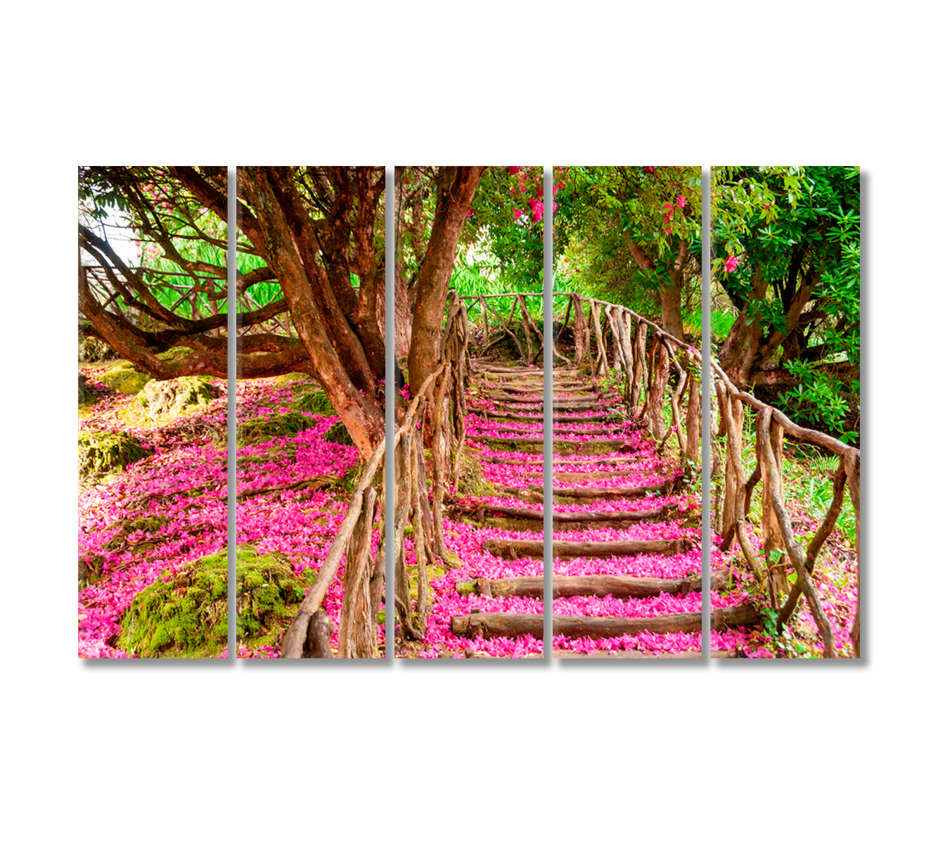 Trail Covered in Pink Leaves Canvas Print-Canvas Print-CetArt-5 Panels-36x24 inches-CetArt