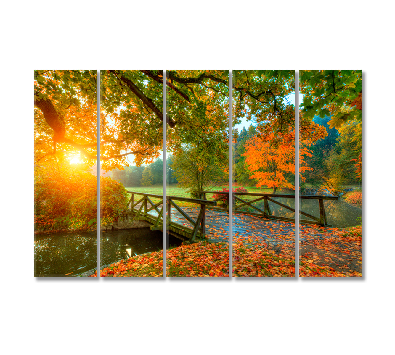 Beautiful Autumn Park Canvas Print-Canvas Print-CetArt-5 Panels-36x24 inches-CetArt