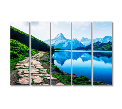 Bachalpsee Lake Swiss Alps Amazing Landscape Canvas Print-Canvas Print-CetArt-5 Panels-36x24 inches-CetArt