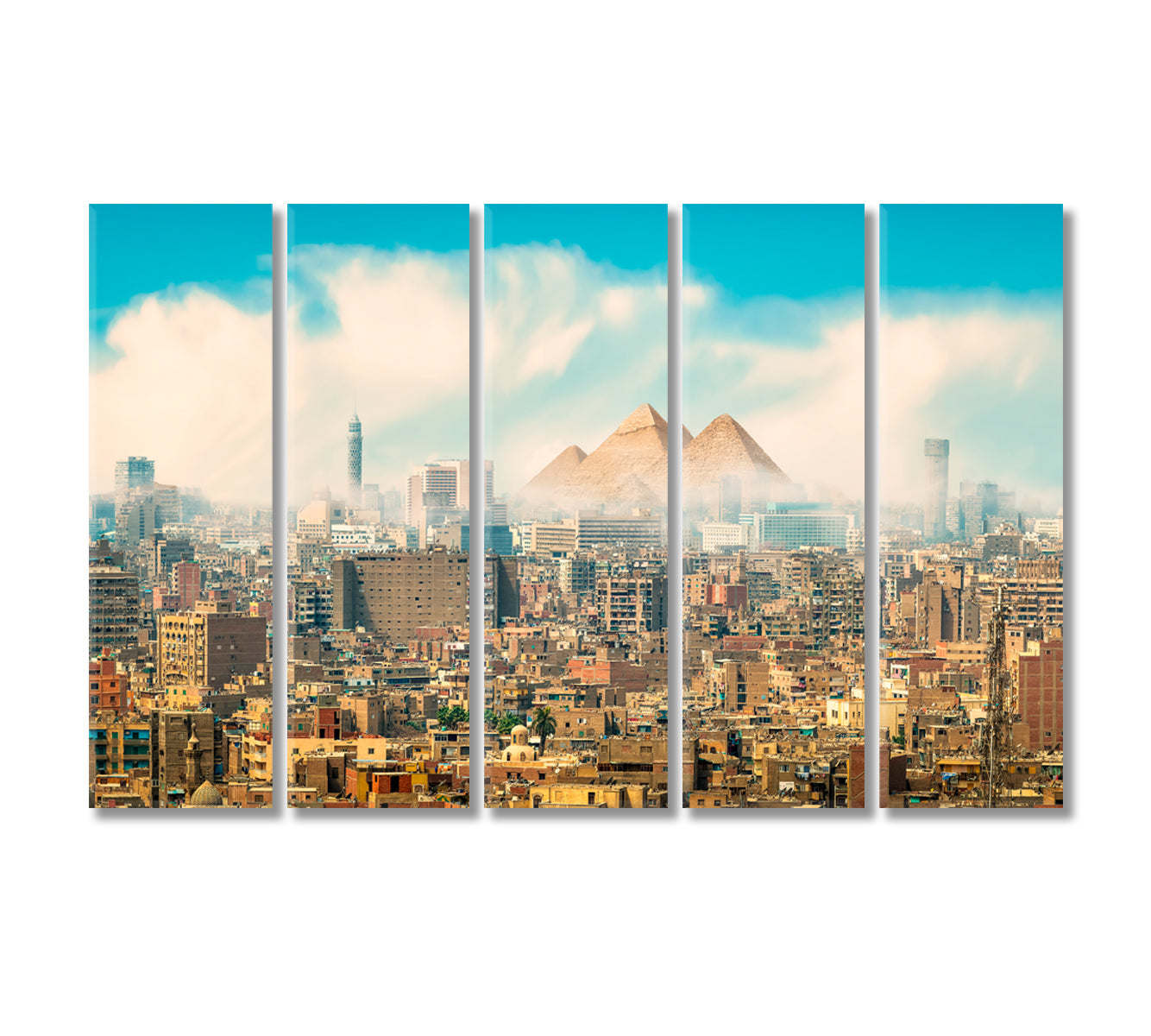 Cairo City with Pyramid Egypt Canvas Print-Canvas Print-CetArt-5 Panels-36x24 inches-CetArt