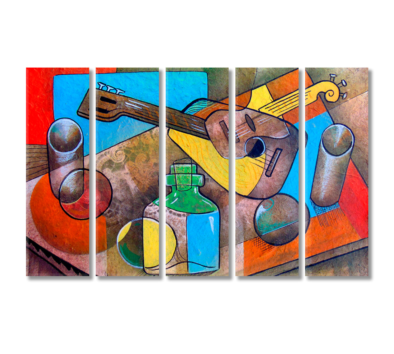 Cubism Still Life Painting Canvas Print-Canvas Print-CetArt-5 Panels-36x24 inches-CetArt