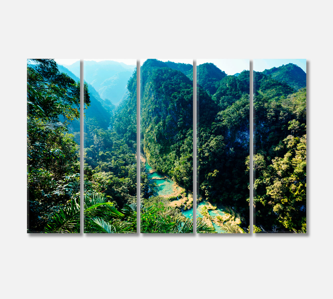 Beautiful Natural Pools in Semuc Champey Guatemala Canvas Print-Canvas Print-CetArt-5 Panels-36x24 inches-CetArt