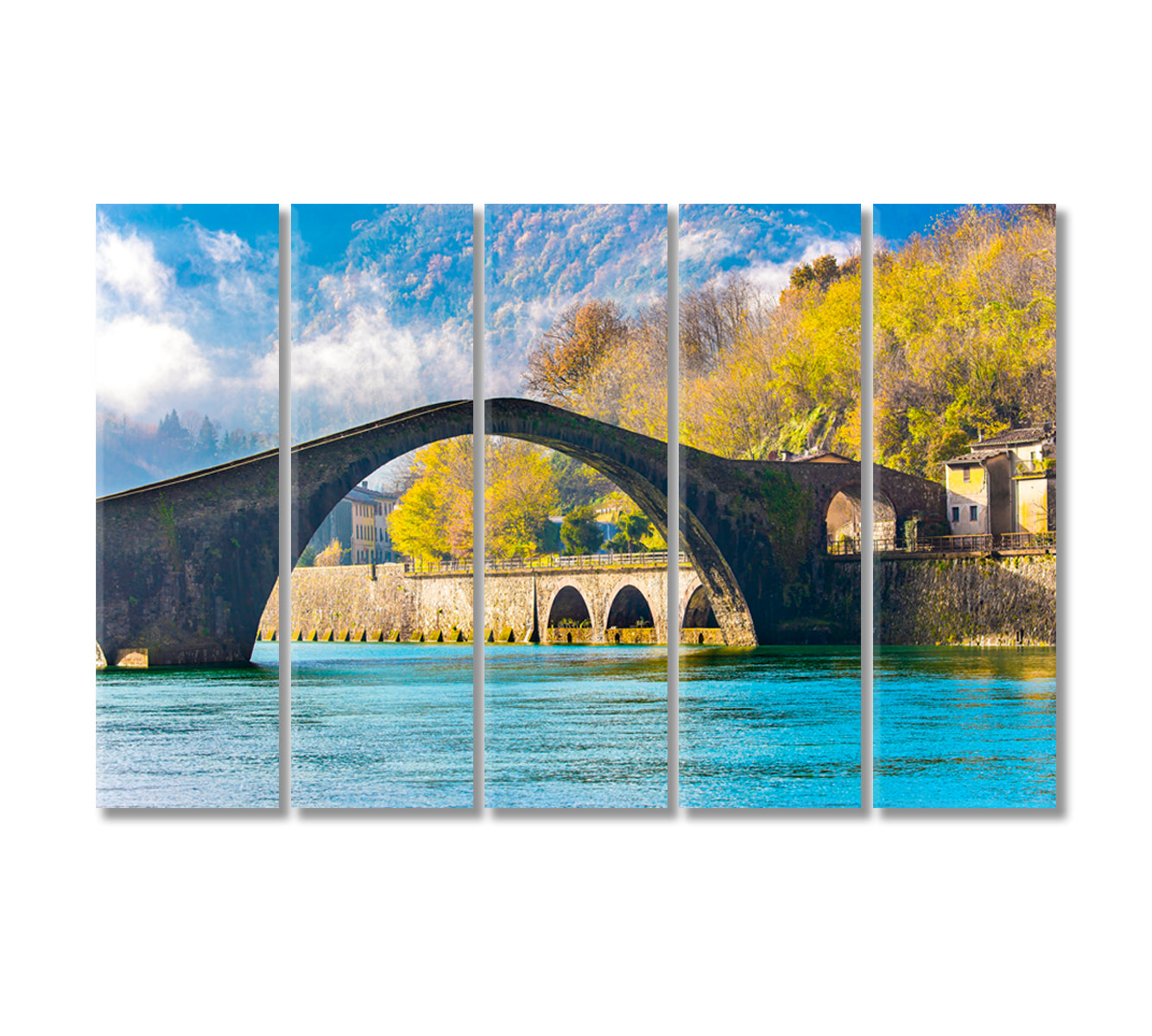 Ponte della Maddalena Devil's Bridge Italy Canvas Print-Canvas Print-CetArt-5 Panels-36x24 inches-CetArt