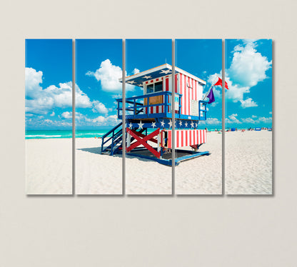 Rescue Tower an American Flag Design Canvas Print-Canvas Print-CetArt-5 Panels-36x24 inches-CetArt