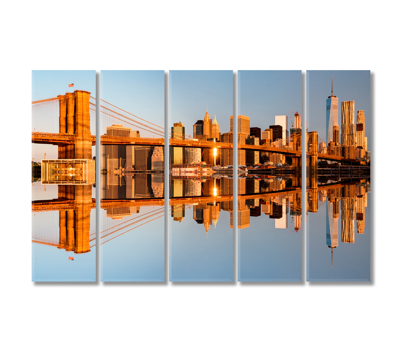 Beautiful Morning VIew Brooklyn Bridge New York City Canvas Print-Canvas Print-CetArt-5 Panels-36x24 inches-CetArt