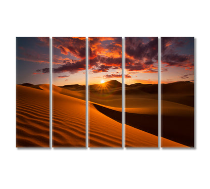 Lovely Sand Dunes in Sahara Desert Canvas Print-Canvas Print-CetArt-5 Panels-36x24 inches-CetArt