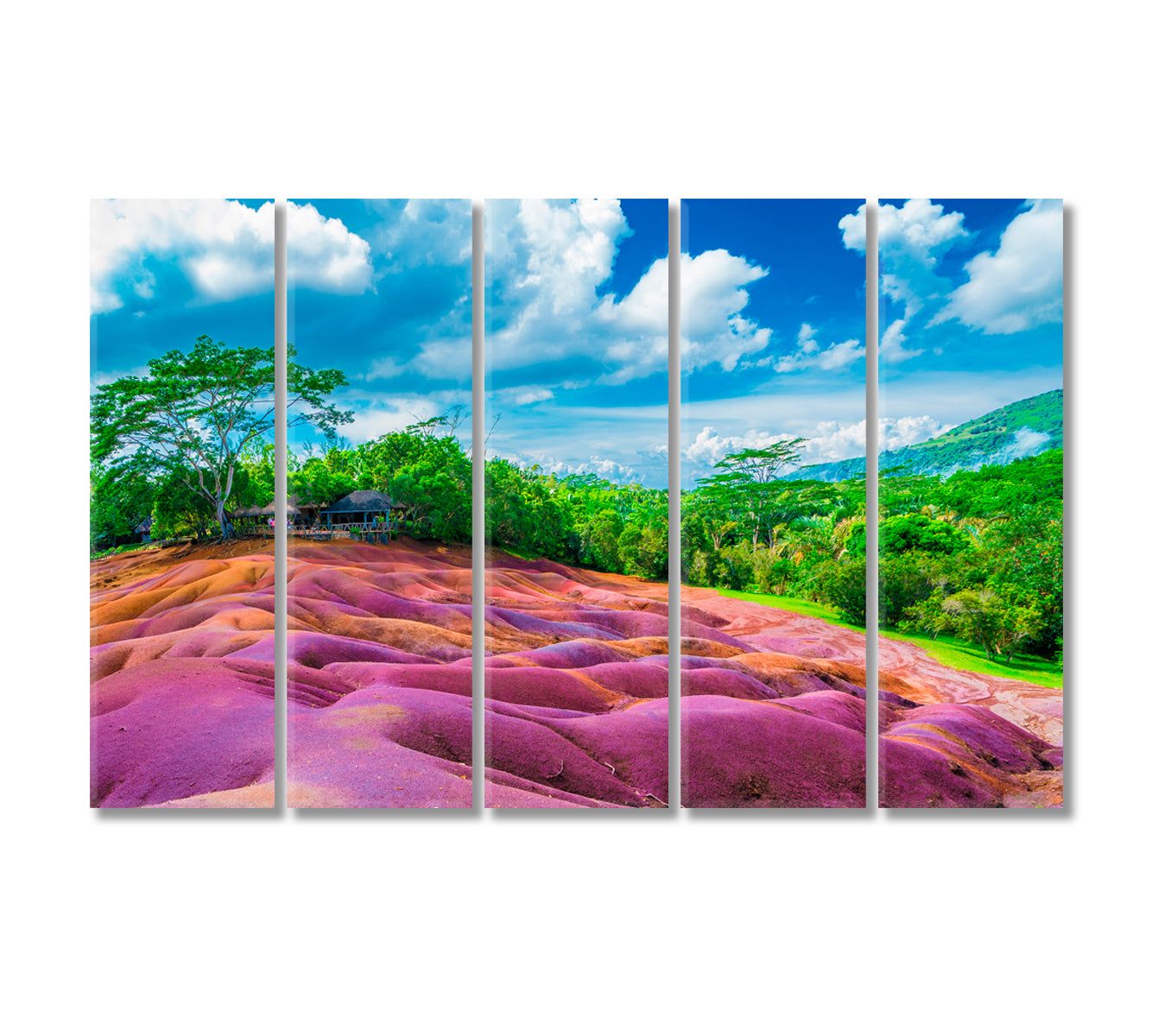 Chamarel Seven Colored Earth Geopark Mauritius Canvas Print-Canvas Print-CetArt-5 Panels-36x24 inches-CetArt