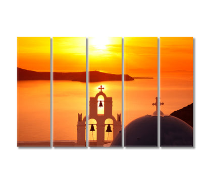 Firostefani Church at Sunset Greece Canvas Print-Canvas Print-CetArt-5 Panels-36x24 inches-CetArt