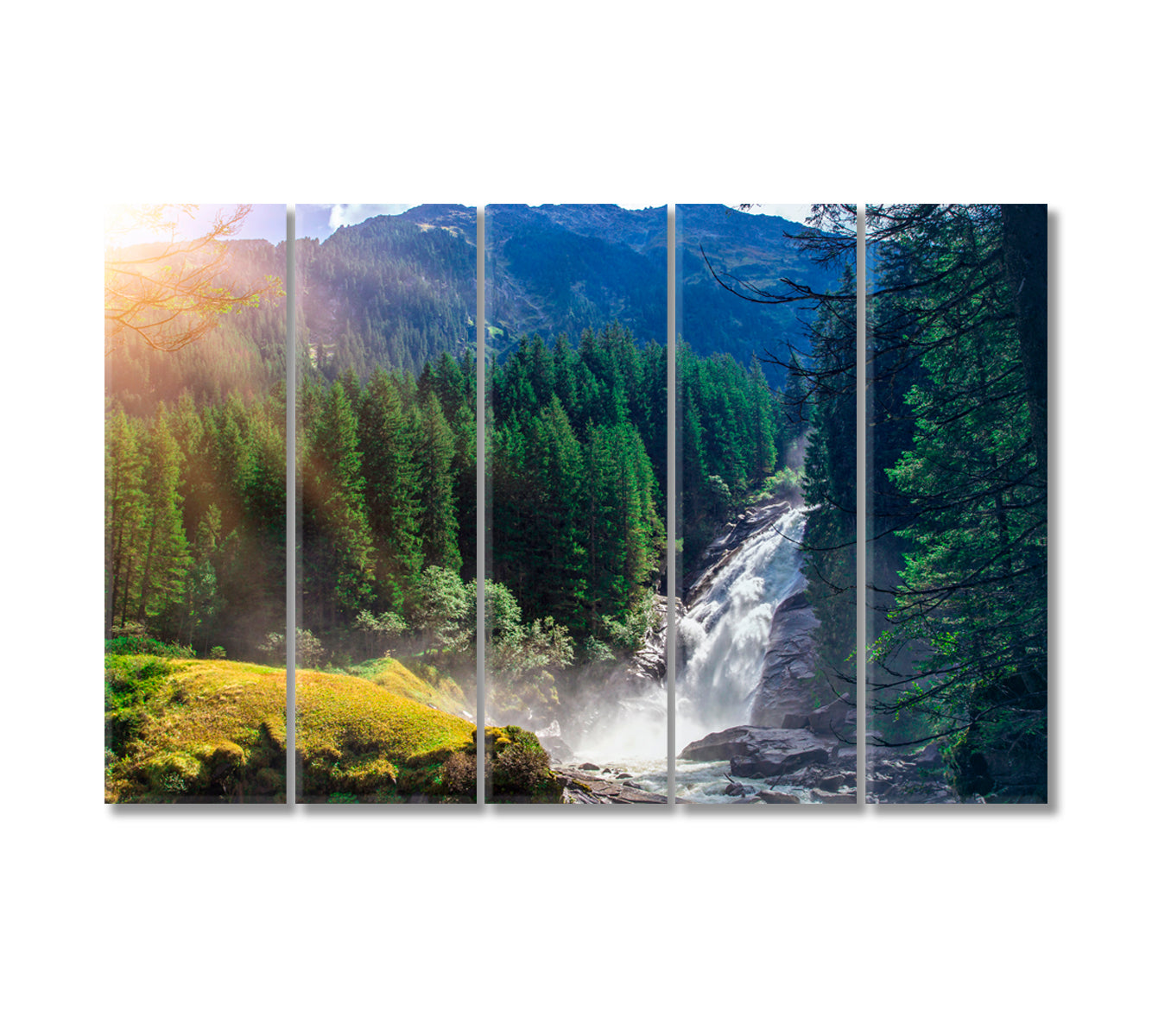 Krimml Waterfalls in High Tauern National Park Austria Canvas Print-Canvas Print-CetArt-5 Panels-36x24 inches-CetArt