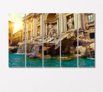 Sculptural Trevi Fountain Rome Italy Canvas Print-Canvas Print-CetArt-5 Panels-36x24 inches-CetArt