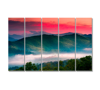 Foggy Great Smoky Mountains National Park Canvas Print-Canvas Print-CetArt-5 Panels-36x24 inches-CetArt