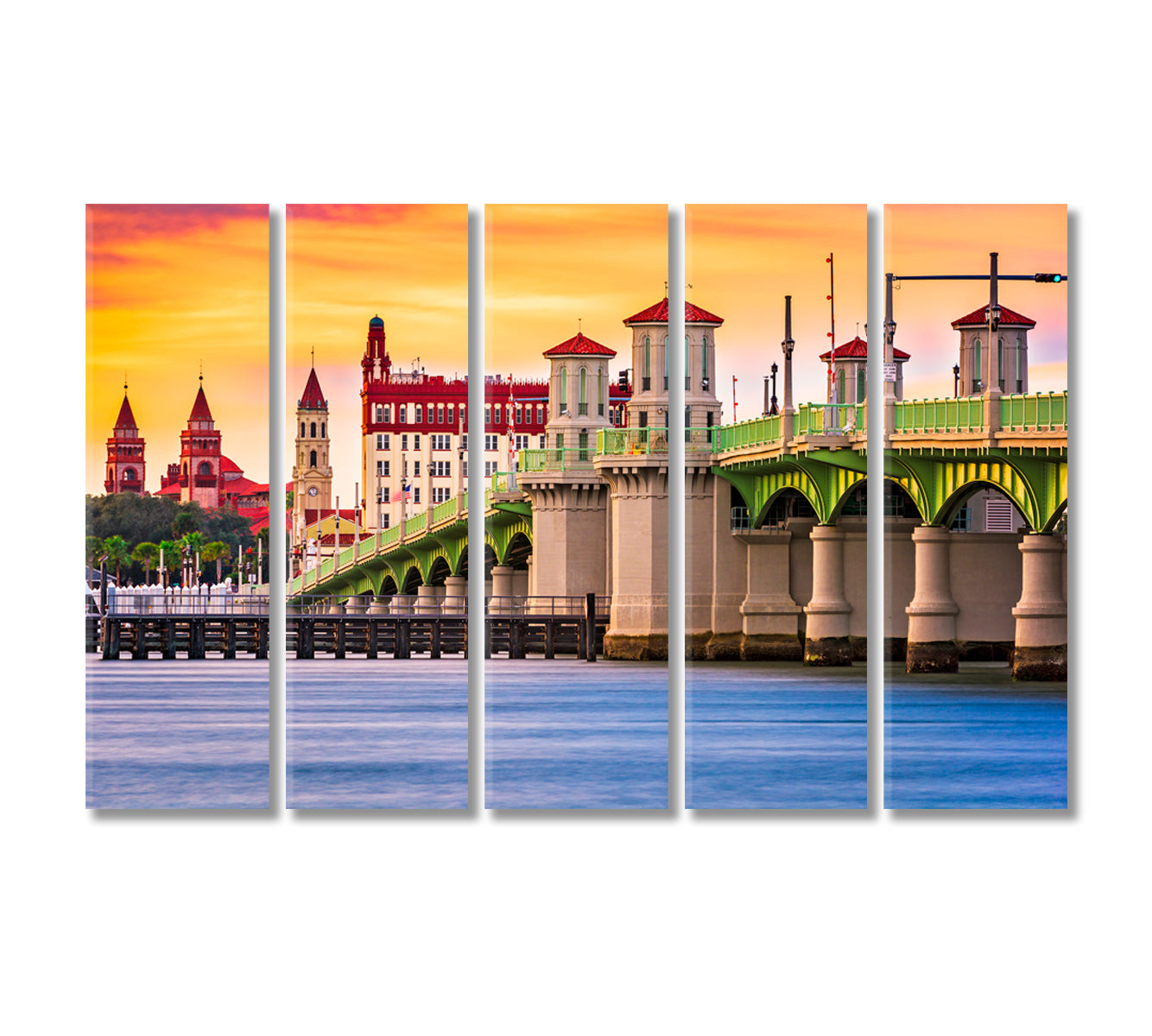 Cityscape of St Augustine Florida Canvas Print-Canvas Print-CetArt-5 Panels-36x24 inches-CetArt