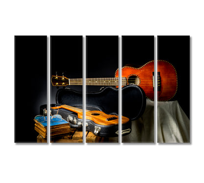 Still Life Classic Ukulele in Case Canvas Print-Canvas Print-CetArt-5 Panels-36x24 inches-CetArt