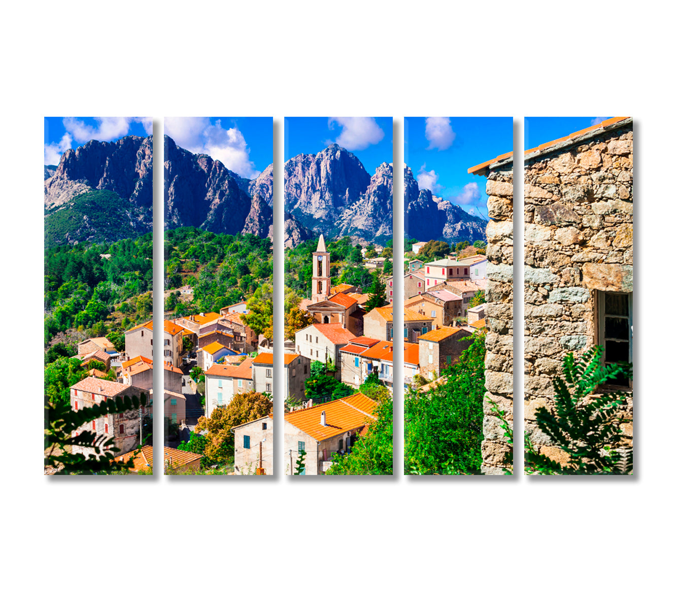 Evisa Village at Mountains Corsica Island Canvas Print-Canvas Print-CetArt-5 Panels-36x24 inches-CetArt