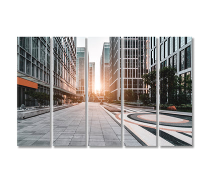 Modern Architecture Office Building in Jinan Financial District Canvas Print-Canvas Print-CetArt-5 Panels-36x24 inches-CetArt