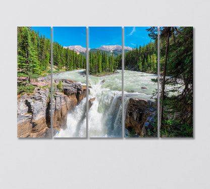 Waterfall in Jasper National Park Canada Canvas Print-Canvas Print-CetArt-5 Panels-36x24 inches-CetArt