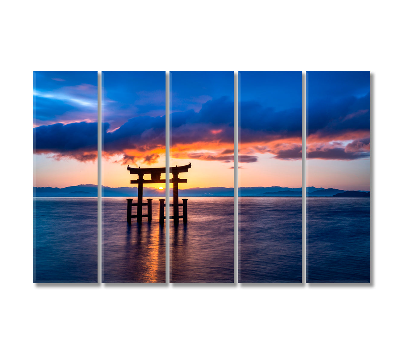 Torii Gate on Lake Biwa in Japan Canvas Print-Canvas Print-CetArt-5 Panels-36x24 inches-CetArt