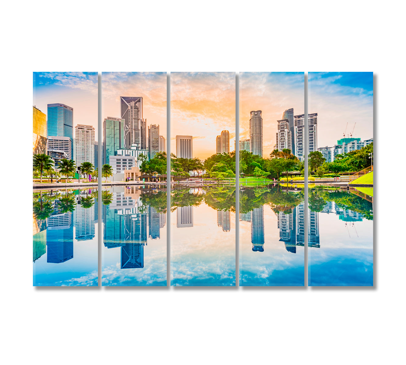 Kuala Lumpur Skyline Malaysia Canvas Print-Canvas Print-CetArt-5 Panels-36x24 inches-CetArt