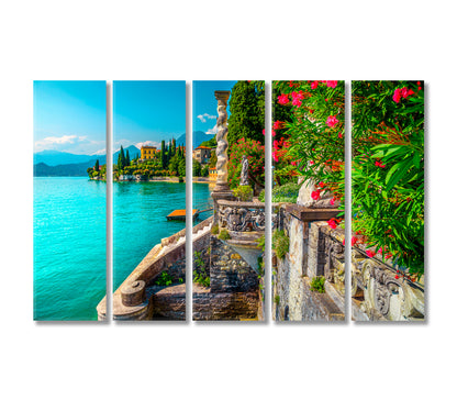 Villa Monastero and Lake Como Italy Canvas Print-Canvas Print-CetArt-5 Panels-36x24 inches-CetArt