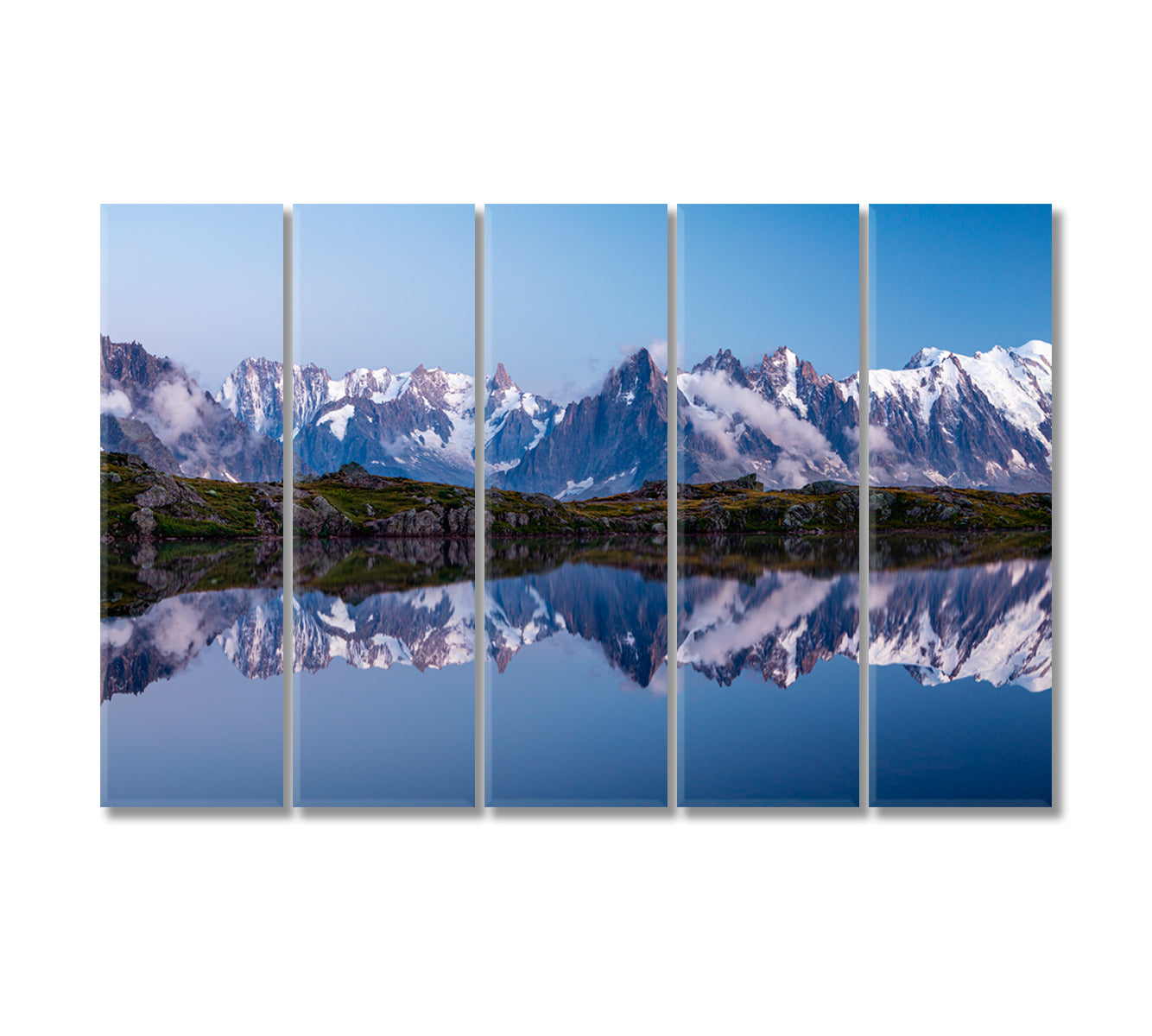 Mont Blanc Reflection in Lac Blanc Lake Chamonix France Canvas Print-Canvas Print-CetArt-5 Panels-36x24 inches-CetArt