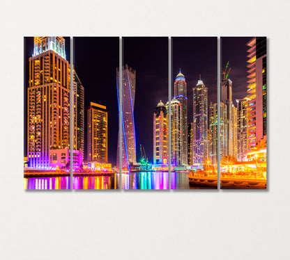 Skyscrapers in Dubai Marina UAE Canvas Print-Canvas Print-CetArt-5 Panels-36x24 inches-CetArt