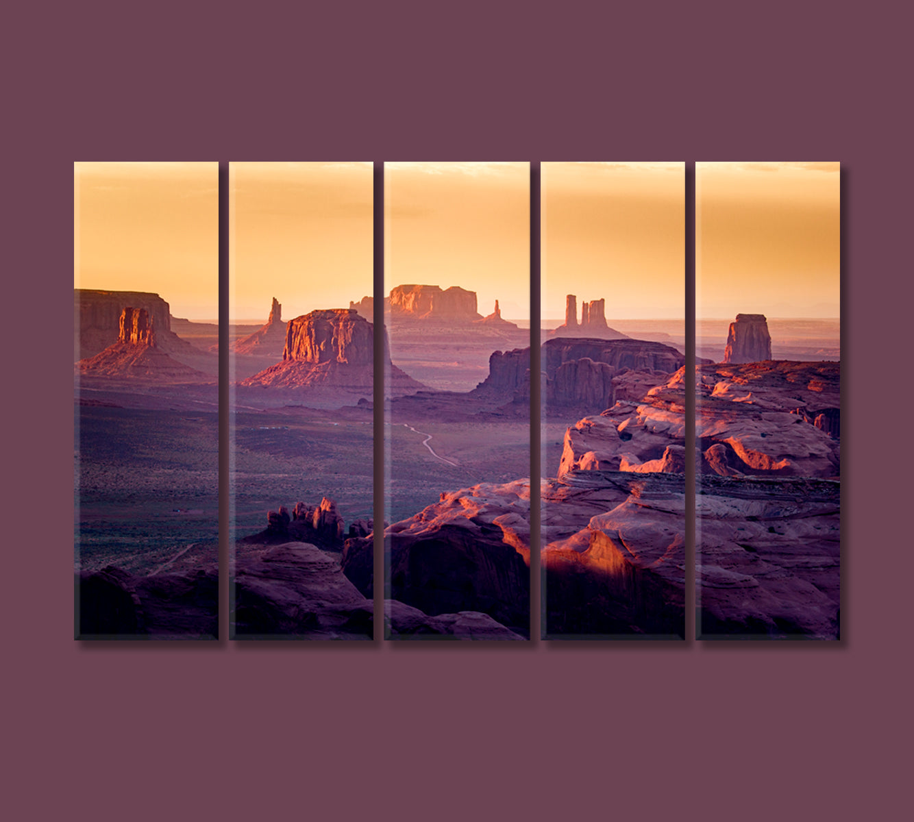 Panorama of Monument Valley Arizona USA Canvas Print-Canvas Print-CetArt-5 Panels-36x24 inches-CetArt