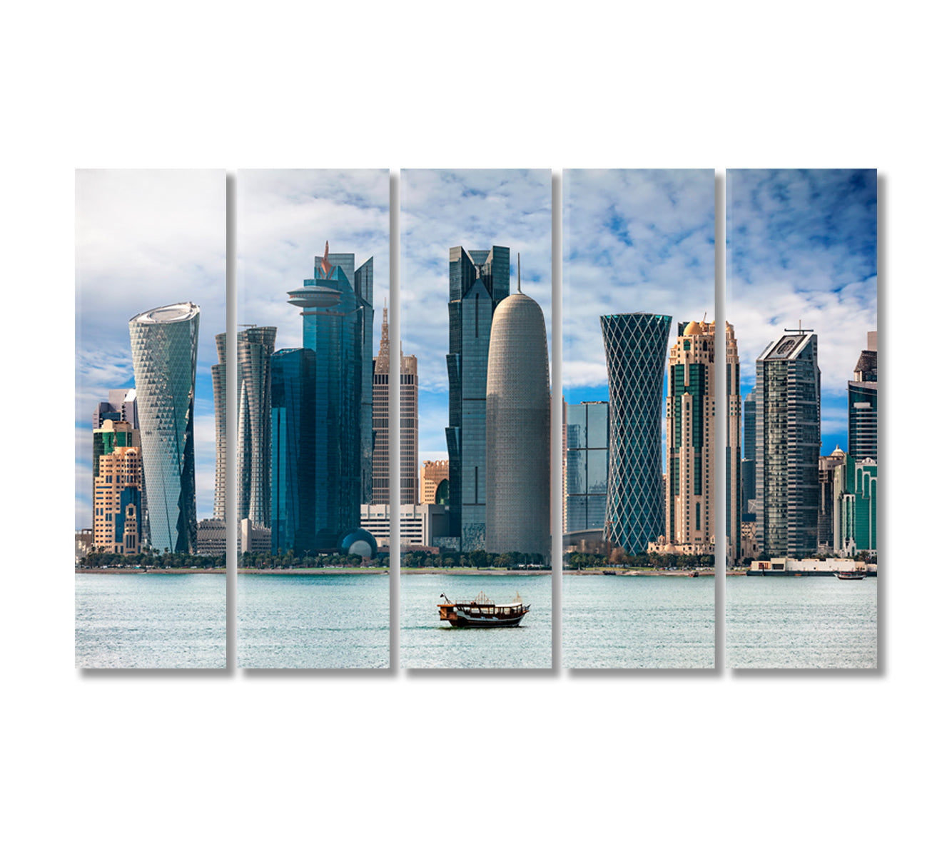 Doha Gulf Qatar Canvas Print-Canvas Print-CetArt-5 Panels-36x24 inches-CetArt