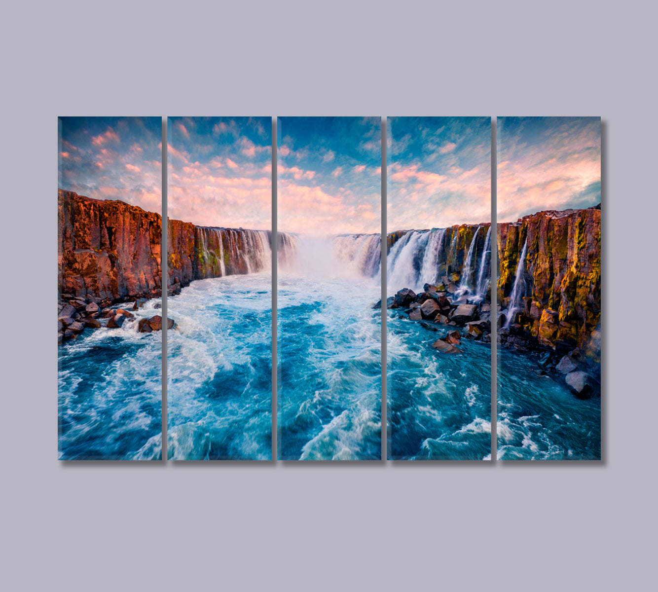 Selfoss Waterfall in Jokulsargljufur National Park Iceland Canvas Print-Canvas Print-CetArt-5 Panels-36x24 inches-CetArt