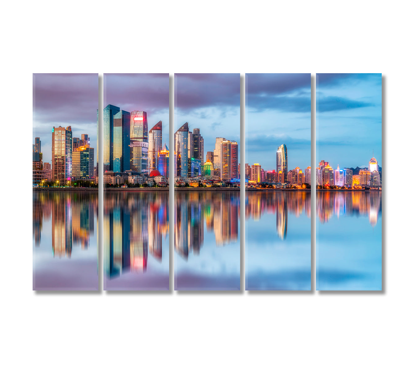 Modern Urban Landscape of Qingdao China Canvas Print-Canvas Print-CetArt-5 Panels-36x24 inches-CetArt