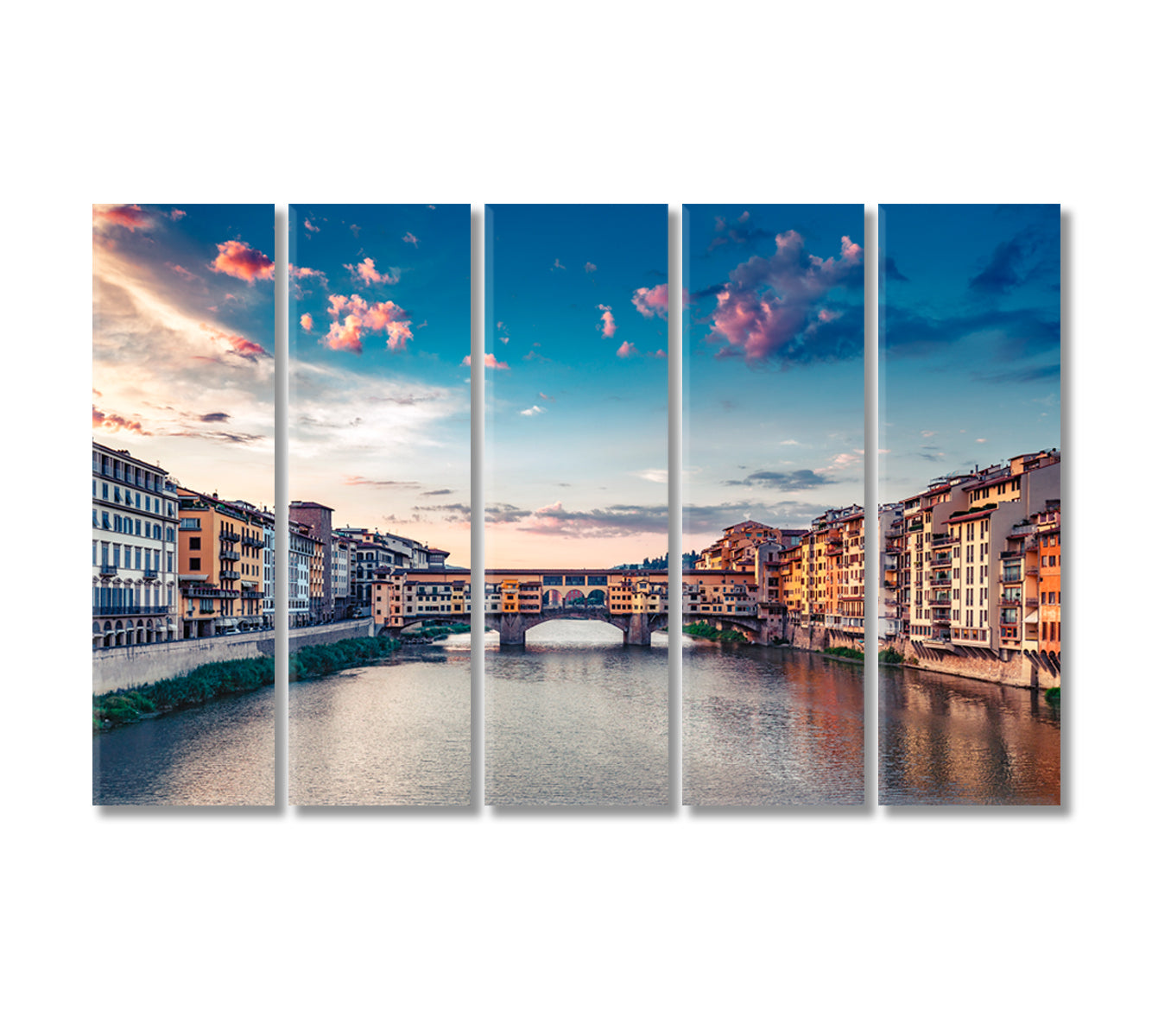 Ponte Vecchio Florence Italy Canvas Print-Canvas Print-CetArt-5 Panels-36x24 inches-CetArt