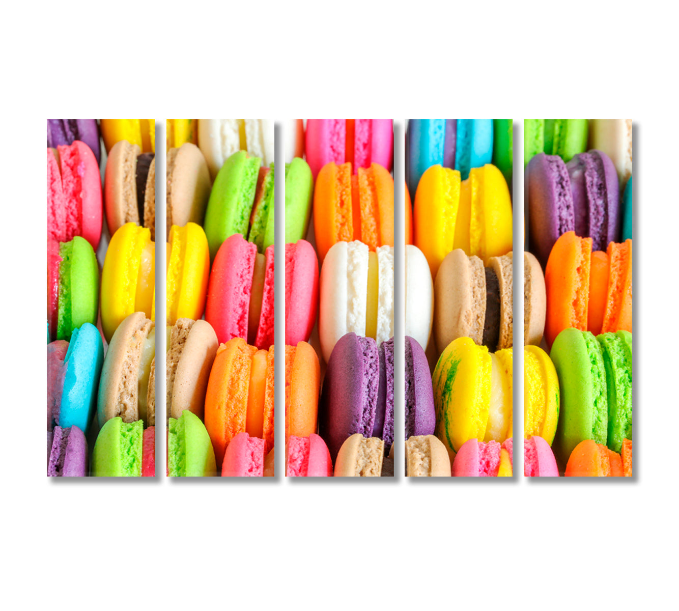 Multicolor Macarons Canvas Print-Canvas Print-CetArt-5 Panels-36x24 inches-CetArt