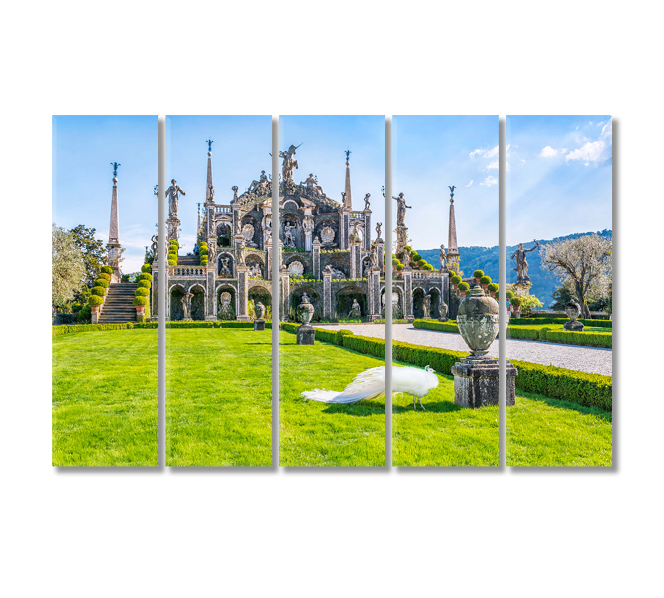 Isola Bella Island with Peacocks Lake Maggiore Stresa Italy Canvas Print-Canvas Print-CetArt-5 Panels-36x24 inches-CetArt