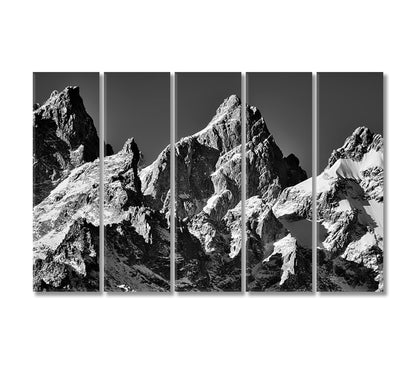 Snow Covered Tetons Mountain Range Canvas Print-Canvas Print-CetArt-5 Panels-36x24 inches-CetArt