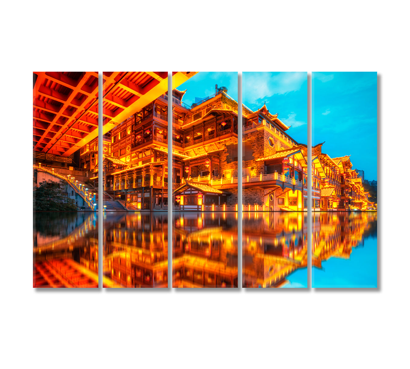 Chongqing Hongyadong Street Canvas Print-Canvas Print-CetArt-5 Panels-36x24 inches-CetArt