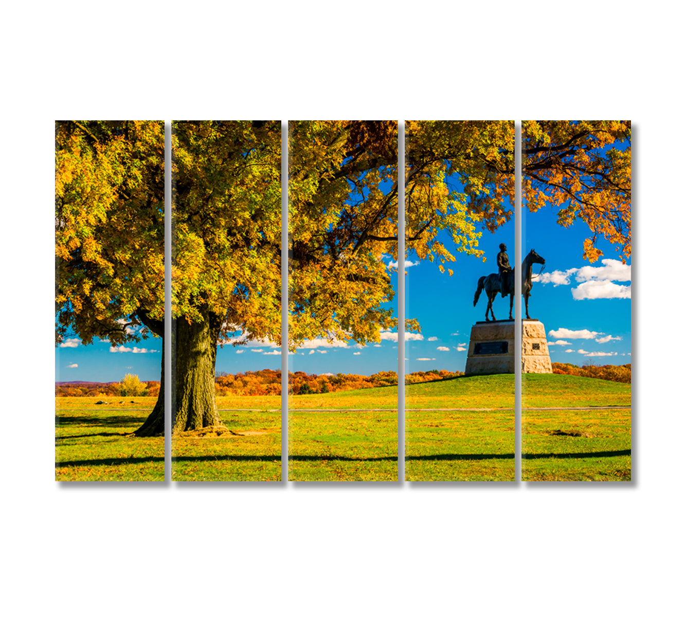 Statue on Gettysburg Battlefield Pennsylvania Canvas Print-Canvas Print-CetArt-5 Panels-36x24 inches-CetArt