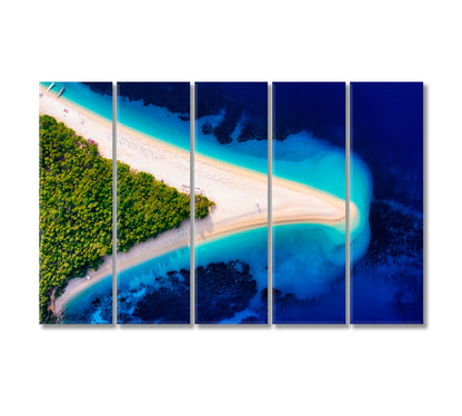 Zlatni Rat Beach Croatia Hvar Island Canvas Print-Canvas Print-CetArt-5 Panels-36x24 inches-CetArt