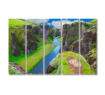 Fjadrargljufur Canyon Iceland Canvas Print-Canvas Print-CetArt-5 Panels-36x24 inches-CetArt