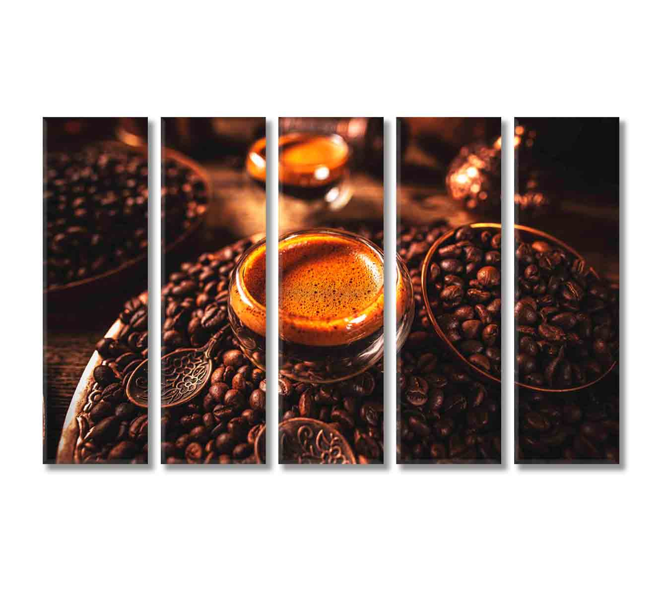 Hot Espresso Coffee Canvas Print-Canvas Print-CetArt-5 Panels-36x24 inches-CetArt