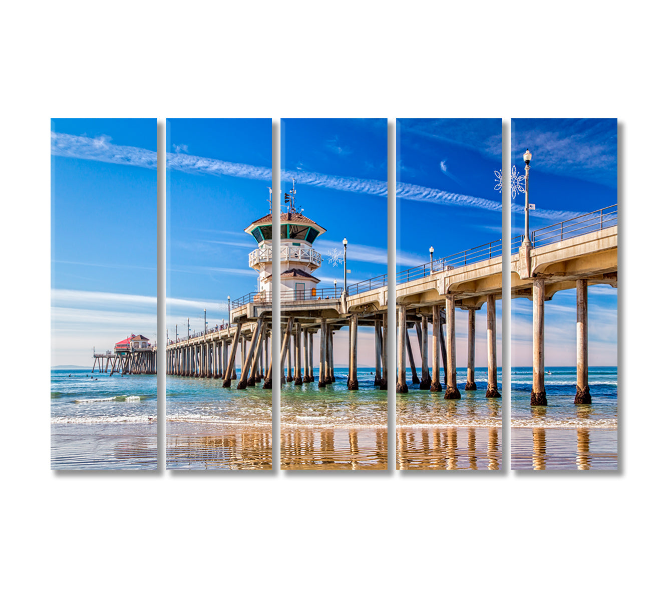 Huntington Beach Pier California Canvas Print-Canvas Print-CetArt-5 Panels-36x24 inches-CetArt