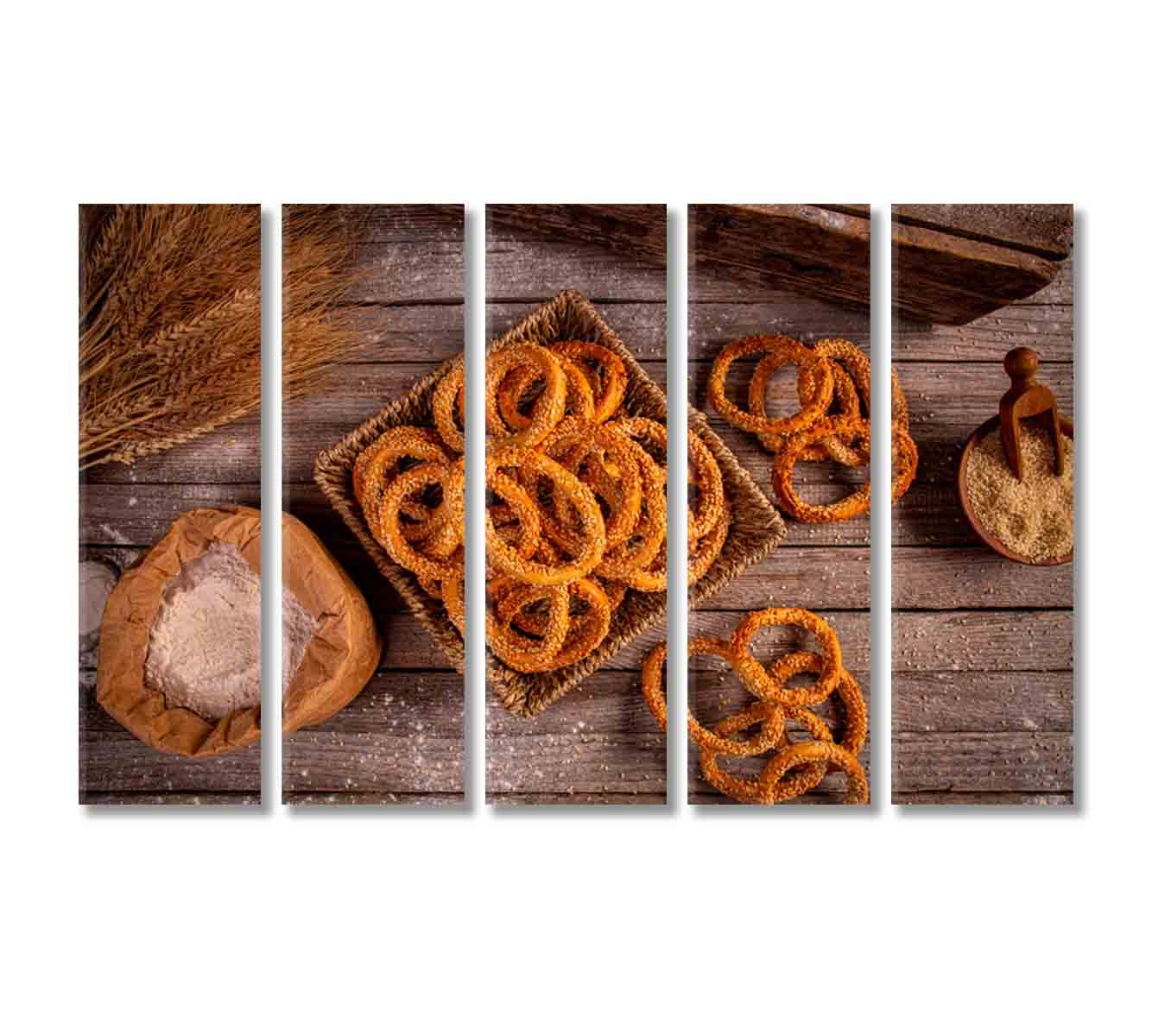 Salted Sesame Pretzels Canvas Print-Canvas Print-CetArt-5 Panels-36x24 inches-CetArt