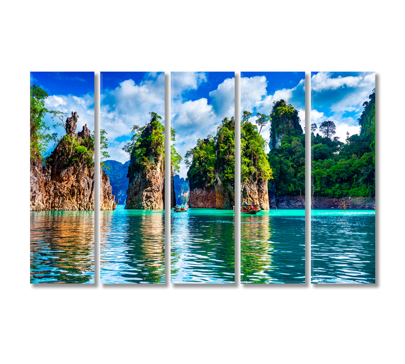 Beautiful Mountains at Khao Sok National Park Thailand Canvas Print-Canvas Print-CetArt-5 Panels-36x24 inches-CetArt