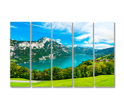 Walensee Lake Switzerland Landscape Canvas Print-Canvas Print-CetArt-5 Panels-36x24 inches-CetArt