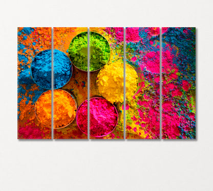 Multicolored Paints for Holi Festival Canvas Print-Canvas Print-CetArt-5 Panels-36x24 inches-CetArt